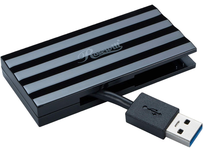Rosewill RHB-320B USB 3.0 4 Ports Mini Hub with Built-in Cable - Image 1